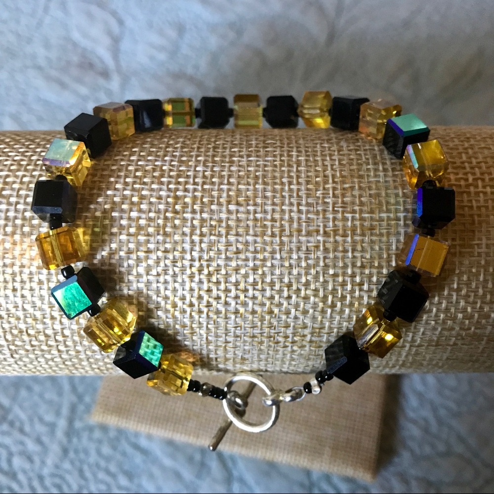 Black & Yellow Mirrored Cube Bracelet